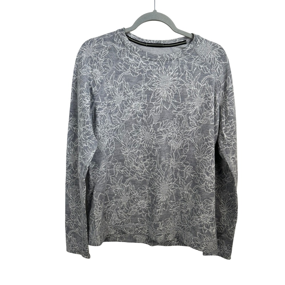 Smartwool Merino 250 Base Layer Women XL Grey Floral Good Wool Top